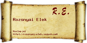 Rozsnyai Elek névjegykártya